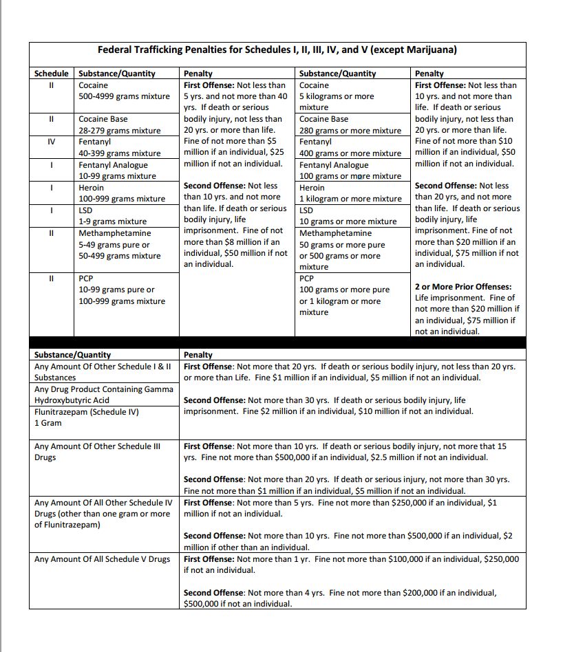 Federal Sentencing Guidelines Chart 2018